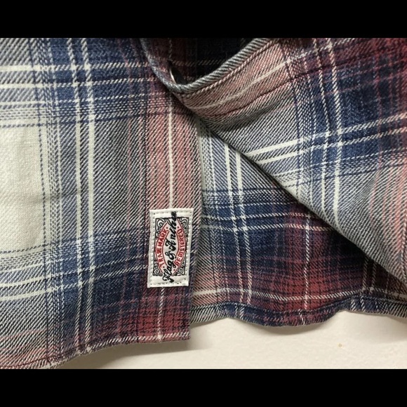 Flag & Anthem Mens Plaid Shirt Button Up Medium Blue Red White Light Weight NWT - Picture 9 of 15